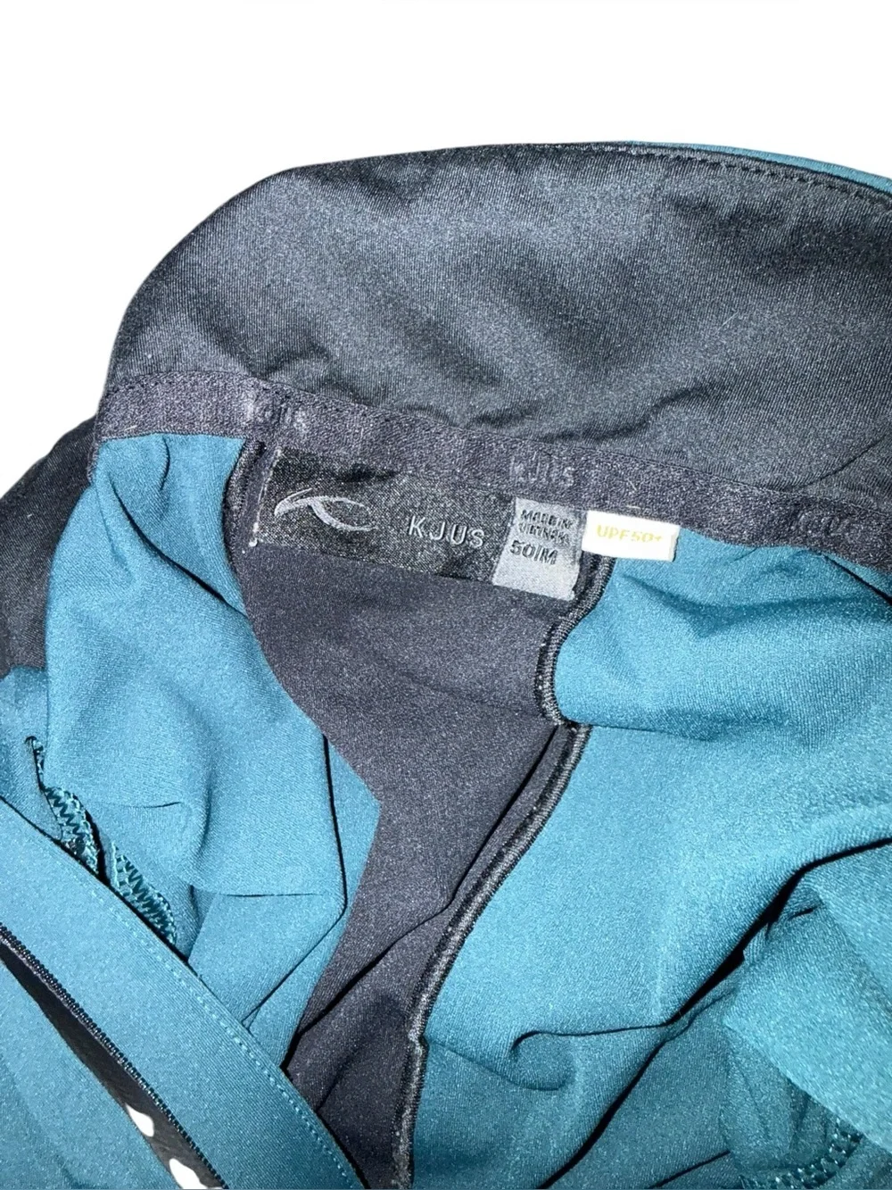 KJUS Men’s Quarter Zip Performance Pullover Teal Black Size 50 Medium UPF 50+